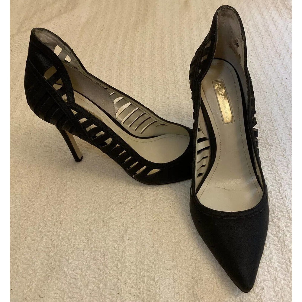 BCBGeneration Black Pump stiletto 4” Heels with rectangular cutouts SIZE 8